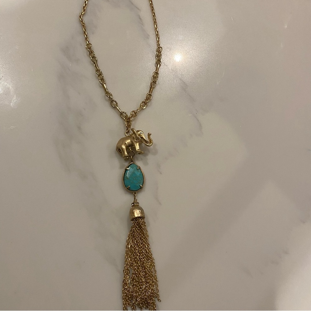 Lilly Pulitzer Trunks Up Elephant Tassel Necklace NWOT